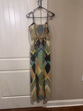 Sleeveless Geometric Print Maxi Dress in Yellow and Black
